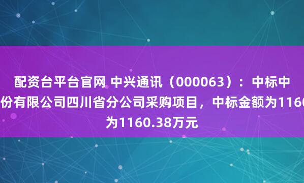 配资台平台官网 中兴通讯（000063）：中标中国铁塔股份有限公司四川省分公司采购项目，中标金额为1160.38万元